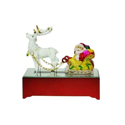 China Christmas Home Decoration and Gifts Hand Decorative Toys Blown Glass Christmas Santa and Reindeer Gift Ornament with Light for sale