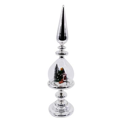 China Christmas Light Decoration Battery Operated Led Glass Candle Holder In Resin Santa Claus Tree for sale