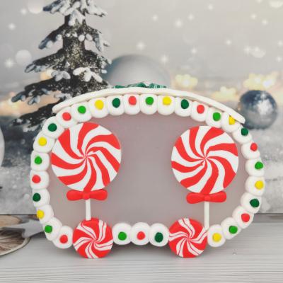 China Battery Operated Led Personalized Polymer Clay Polymer Clay Christmas Candy Camper Ornaments for sale