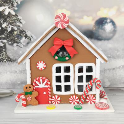 China Polymer Clay Wholesale Polymer Clay Christmas Gingerbread Table Home Decorwith Battery Operated Led Light for sale