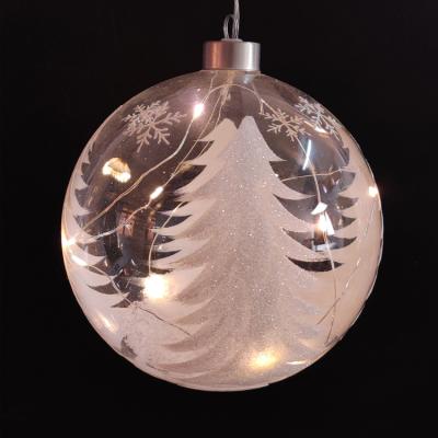 China Clear Hanging Ball 12cm Vintage / Retro Handblown Clear Glass Ornaments With s With Snow Painted Outside for sale