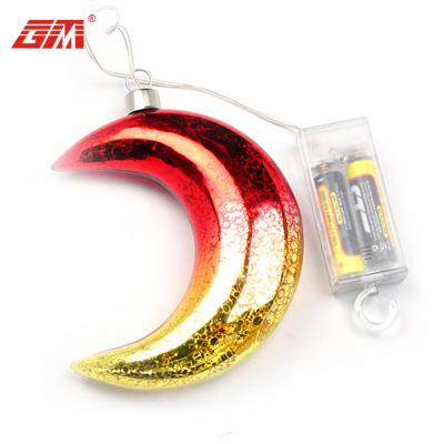 China Home Decoration And Gifts Lighted Up Hand Blown Glass Moon Shaped Hanging Modern Home Decoration Pieces For Sale for sale