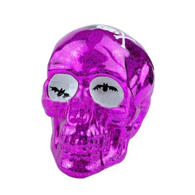 China Led Lighted Blown Glass Halloween Skull Human Head Mercury Table Home Decoration And Gifts Opens Decorations for sale