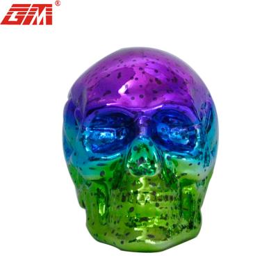 China Laser Lit Led Home Table Decoration And Gifts Engraving Glass Halloween Skull Decorations for sale