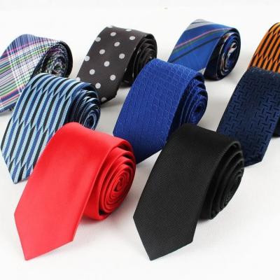 China Wholesale 100% Polyester Men's Business Formal Professional Blue Student Blue Striped Tie Version Black Striped Wedding Narrow for sale