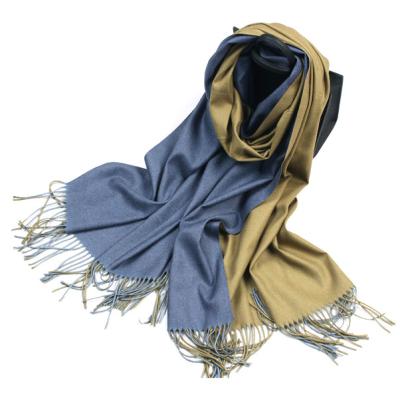 China Solid color pashmina scarf shawl new double side with different color mixed solid pashmina women shawl scarf hijab for sale