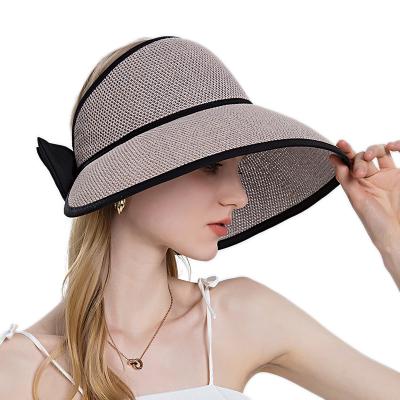 China Large Brim Sun Hat Sunscreen Summer Women Picture Beach Outdoor Foldable Hat Straw Empty Top Hat for sale