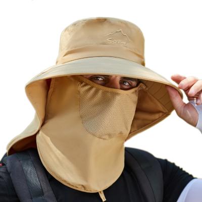 China Big Brim Sunshade Fisherman Hat Face-Casual Outdoor Travel Cover Summer Men's Sunscreen Breathable Sunscreen Hat for sale