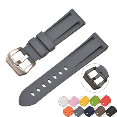 China Hot Sale 20mm Waterproof Fanshion EACHE 22mm 24mm Vulcanized Rubber Watch Strap for sale