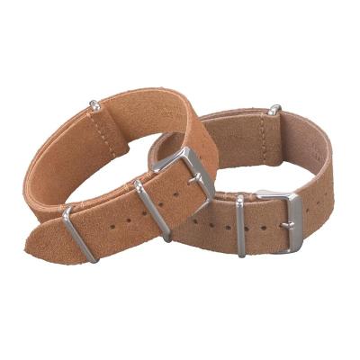 China Fanshion EACHE 20mm 22mm New Design One Piece Genuine Suede NATO Leather Watch Band Strap for sale