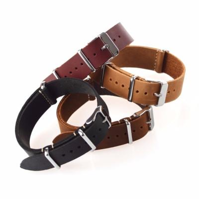 China EACHE Crazy Horse NATO Watch Band Genuine Leather One Piece Leather NATO Straps for sale