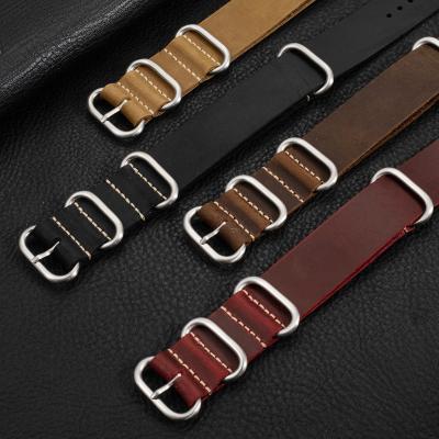 China Fanshion 18mm 20mm 22mm EACHE Crazy Horse One Piece ZULU Leather Watch Bands for sale