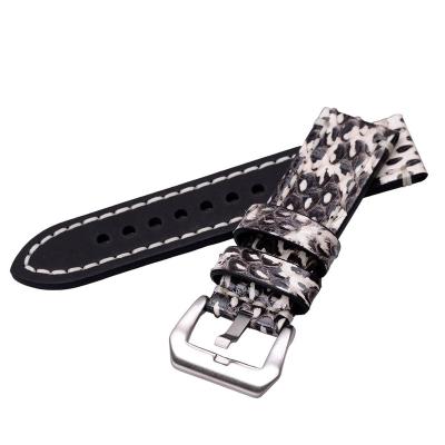 China Fanshion EACHE High Quality Genuine Leather Watch Band For MAN 22mm 24mm Snake Pattern Watch Band In Stock for sale