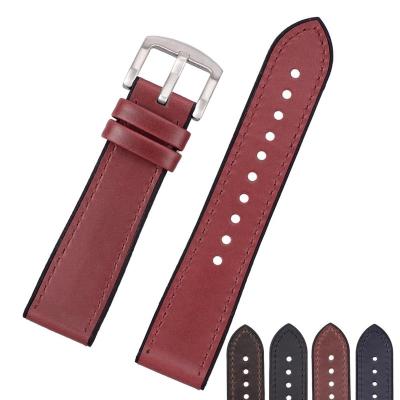 China Newest Fanshion EACHE Genuine Leather Rubber Watch Band For Man 20mm 22mm 24mm for sale