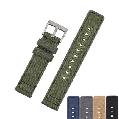 China EACHE 22mm Fabric Quick Release Watch Band Canvas Watch Bands 5 Colors Gray Beige Green Black Blue for sale