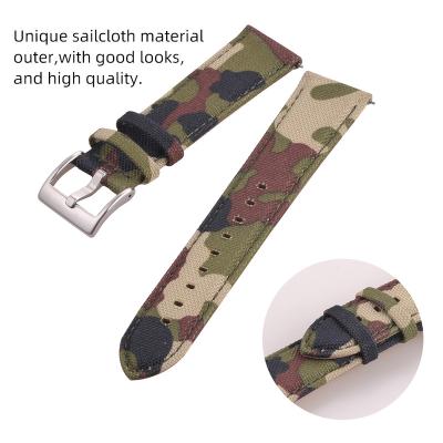 China Fashion EACHE Cool Sublimation Camouflage and Pure Color Custom Sailcloth Leather Wrist Watch Band Nylon Straps for sale