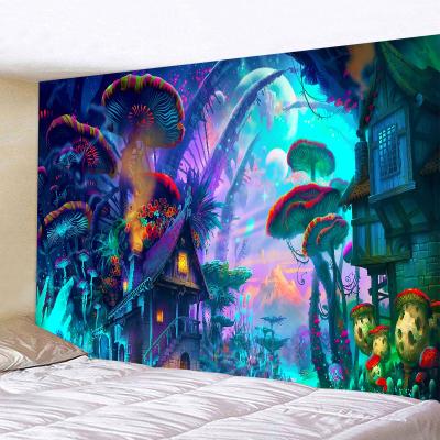 China Light Psychedelic Mushroom TapestryWall Hanging Mushroom Castle Tapestryies Creative Landscape for sale