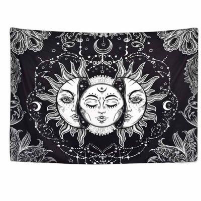 China Hippie Mandala Moon Skeleton Gossi Tapestry Home Decor Bedspread Wall Cloth Sun Tapestries Light Black Tapestry Wall Hanging for sale