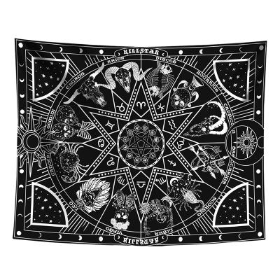 China Psychedelic Witchcraft Minimalist Decoration Wall Hanging Tapestry Constellation Moon Sun Astrology Tapestry for sale