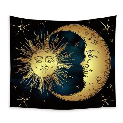 China Black and White Sun and Moon Mandala Tapestry Minimalist Bohemian Wall Hanging for sale