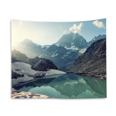 China Landscape Green Grassland Minimalist Cheap Tapestry For Bedroom Wall Hanging Banner Mountain Tapestry for sale