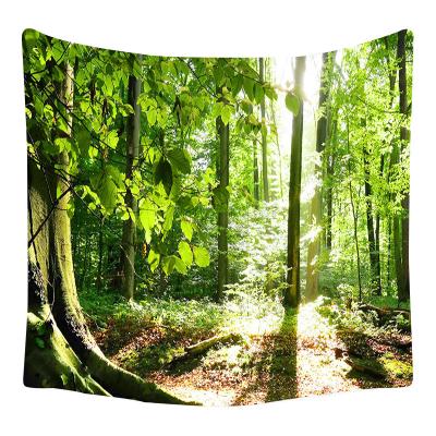 China Forest Landscape Tapestry Tree Waterfall Bohemian Tapestries Minimalist Natural Yoga Mat Wall Hanging for sale