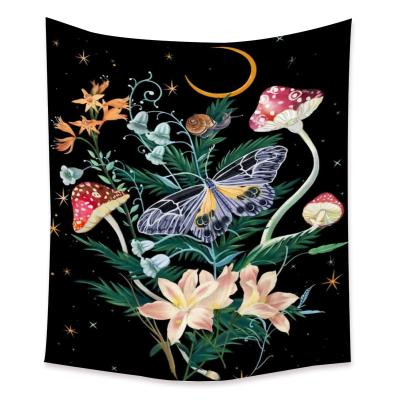 China Psychedelic Tapestry Flower Moon Butterfly Mushroom Tapestry Minimalist Wall Decor Hanging Tapestry for sale