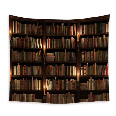 China Minimalist cheap bookcase shelf tapestry wall decoration background fabric for study room wall tapestry for sale