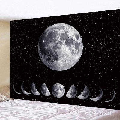 China Light Black Starry Wall Hanging Mandala Psychedelic Wall Tapestry Bohemian Sky Moon Tapestry for sale