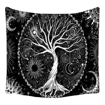 China Black and White Bath Tapestry Sun Moon Starlight Wall Hanging Psychedelic Minimalist Bohemian Art Wallcovering for sale