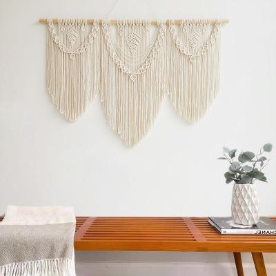 China Light Nordic Woven Wall Hanging Bohemian Tapestry Ornaments Simple Decorative Macrame Wall Hanging for sale