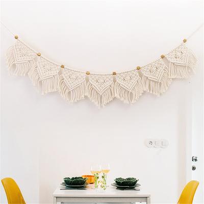 China Lightweight Nordic Bohemian Woven Tapestry Cotton Rope Tassel Tapestry Wall Decoration Macrame Wall Hanging for sale