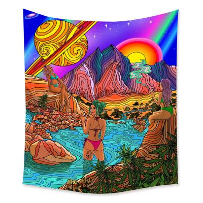 China Lightweight Bikini Girl Tapestry for Ceiling Hippie Colorful Home Decor Wall Hanging Painting Mountain Bedroom Trippy Tapestry for sale