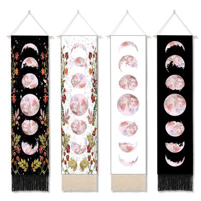 China Minimalist Art Wall Decor Tapestries Moon Phase Tapestry Flower Moth Banner Moon Tapestry For Bedroom for sale