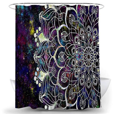 China Home Decor Mandala Shower Curtain Bohemian Waterproof Living Black Bathroom Screen With Crochet Fabric Psychedelic Shower Curtain for sale