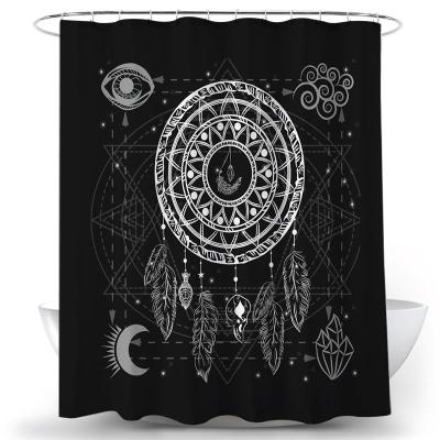 China Bohemian Viable Waterproof Mandala Tapestry Shower Curtain Bathroom Screen Home Decor With Crochet Fabric Psychedelic Shower Curtain for sale