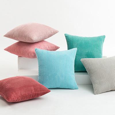 China Soft Corduroy Pillow Case Office Sofa Bed Car Home Decor Solid Color Anti-Static Cushion Home Crate Soft Cushion Cover for sale