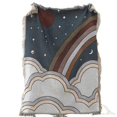 China INS Portable Sun and Moon Tapestry Blanket Rainbow Sofa Towel Home Decor Camping Blanket for sale