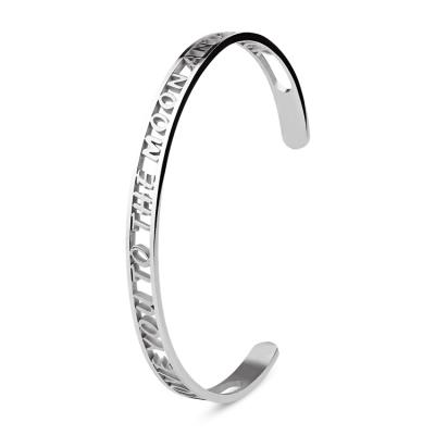 China For Wrist 2019 New Trends Elegant Stainless Steel Customized Women Slap Bracelet Hollow Letter Jewelry for sale