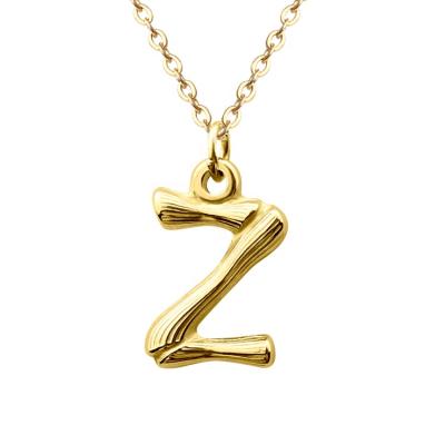 China FASHIONABLE Stainless Steel 18K Gold Plated 26 Letter DIY Necklaces Bamboo Alphabet Jewelry for sale