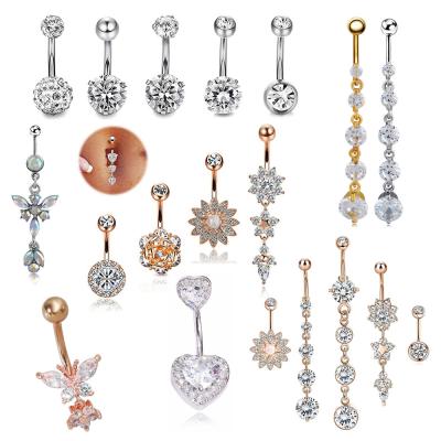 China 2021 FASHIONABLE Hot Selling Multi Color Navel Ring Stainless Steel Belly Button Body Piercing Jewelry for sale