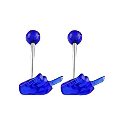 China For 14G Tongue Pink Middle Finger White Blue Acrylic Tongue Ring for sale