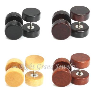 China For Organic Ear 12mm Ear Piercing Brown Color Fake Plug Wood for sale