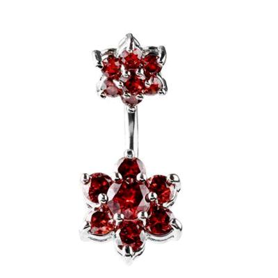 China For Belly Ring Flower Gems Stones Belly Fashion 14G Belly Belly Piercing Surgical Steel Belly Button Ring for sale