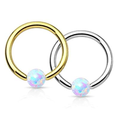 China For Ear 316L Surgical Steel Titanium Plated Opal Ball Closure Labret Lip Rings Nose Ring for sale