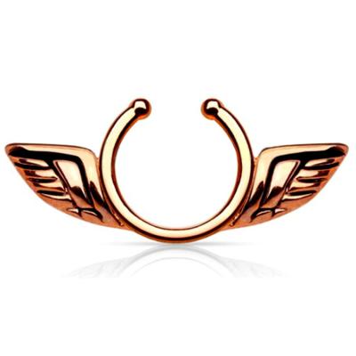 China For Nose Rose Gold Plated Clip On Nipple Ring With Angel Wings Clip On Nipple Shield for sale