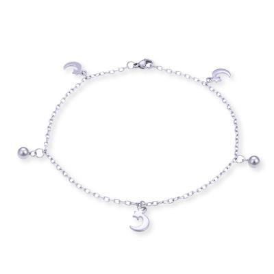 China Stainless Steel Summer Beach Hotwife Anklet Foot Chain Charm Moon Star Moon Steel Anklet Jewelry for sale