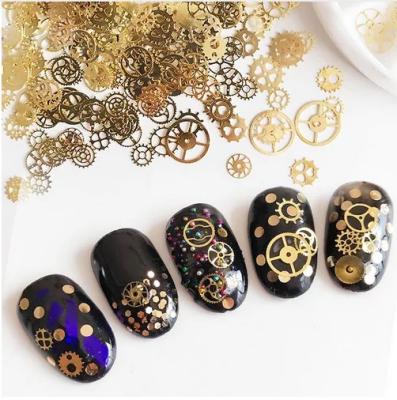 China Nail Studs Mix-Shape 3D Nail Decorations, Gold Metal Nail Art Studs, Star Moon Hollow Out for sale