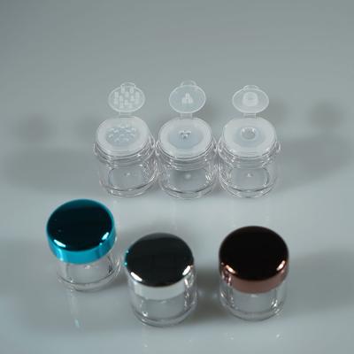 China Empty Plastic Loose Powder Powder Box, Screw Lid With Different Plugs, Makeup Canister Wholesale 5g Silver/Brown/Blue-Green Cap for sale