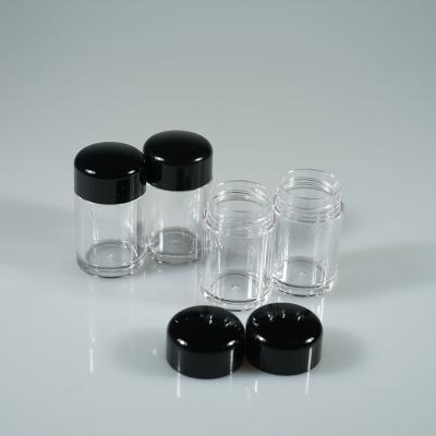 China Empty Plastic Loose Powder Powder Box With Different Plugs, Makeup Tin Wholesale 10ml Black&Transparent for sale